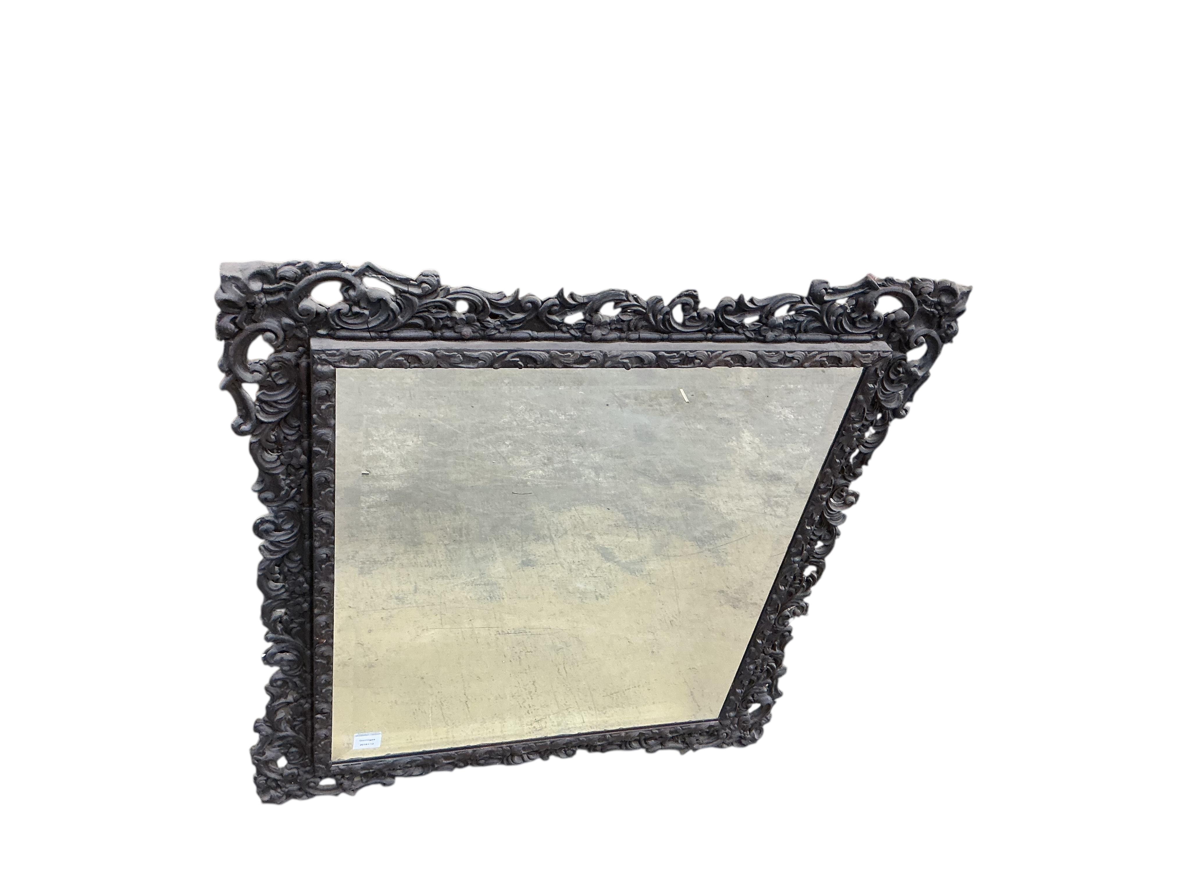 A Victorian carved wood rectangular wall mirror, width 88cm, height 100cm